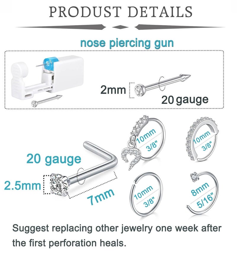QWALIT طقم ثقب الأنف - طقم ثقب ذاتي في المنزل مع مسدس ثقب الأنف القابل للتصرف - Image 2
